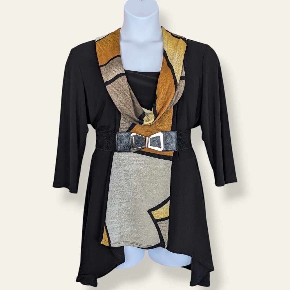 Frank Lyman Design Black and Gold Tunic